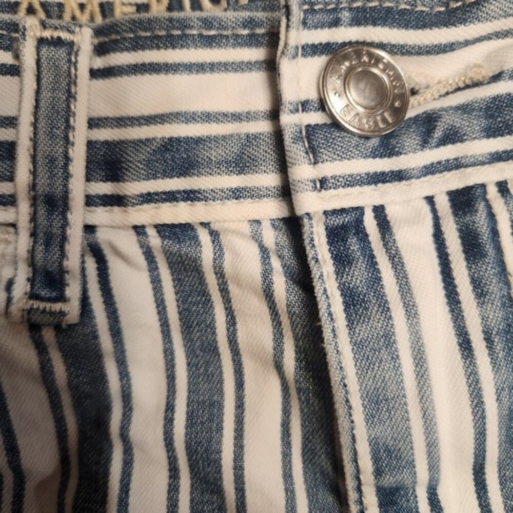American Eagle Outfitters Striped Denim Shorts chore High Rise Cuffed Size‎ 6 - Picture 3 of 10